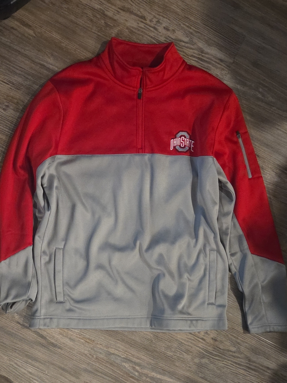 Colosseum Red and Gray Men's Quarter-Zip Sweater